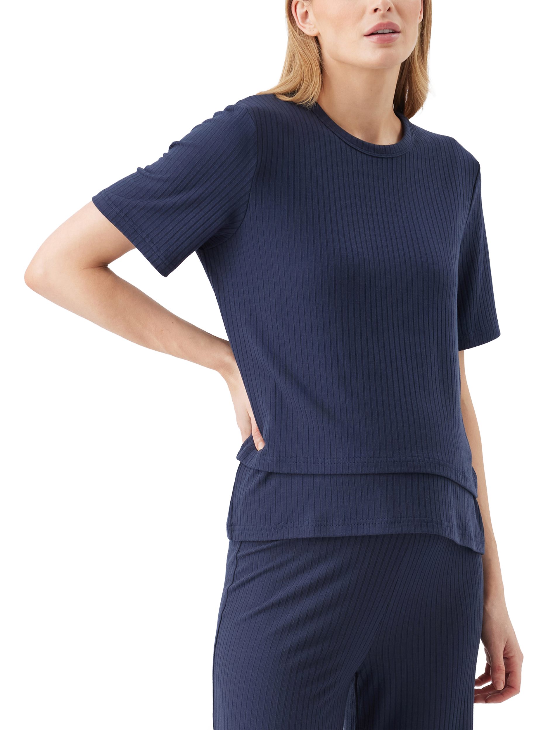 Product image 2 of 6, which shows Ripe Mike Ribbed Nursing Top, Navy, XS