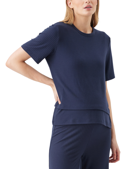 Ripe Mike Ribbed Nursing Top, Navy - view 2, Navy