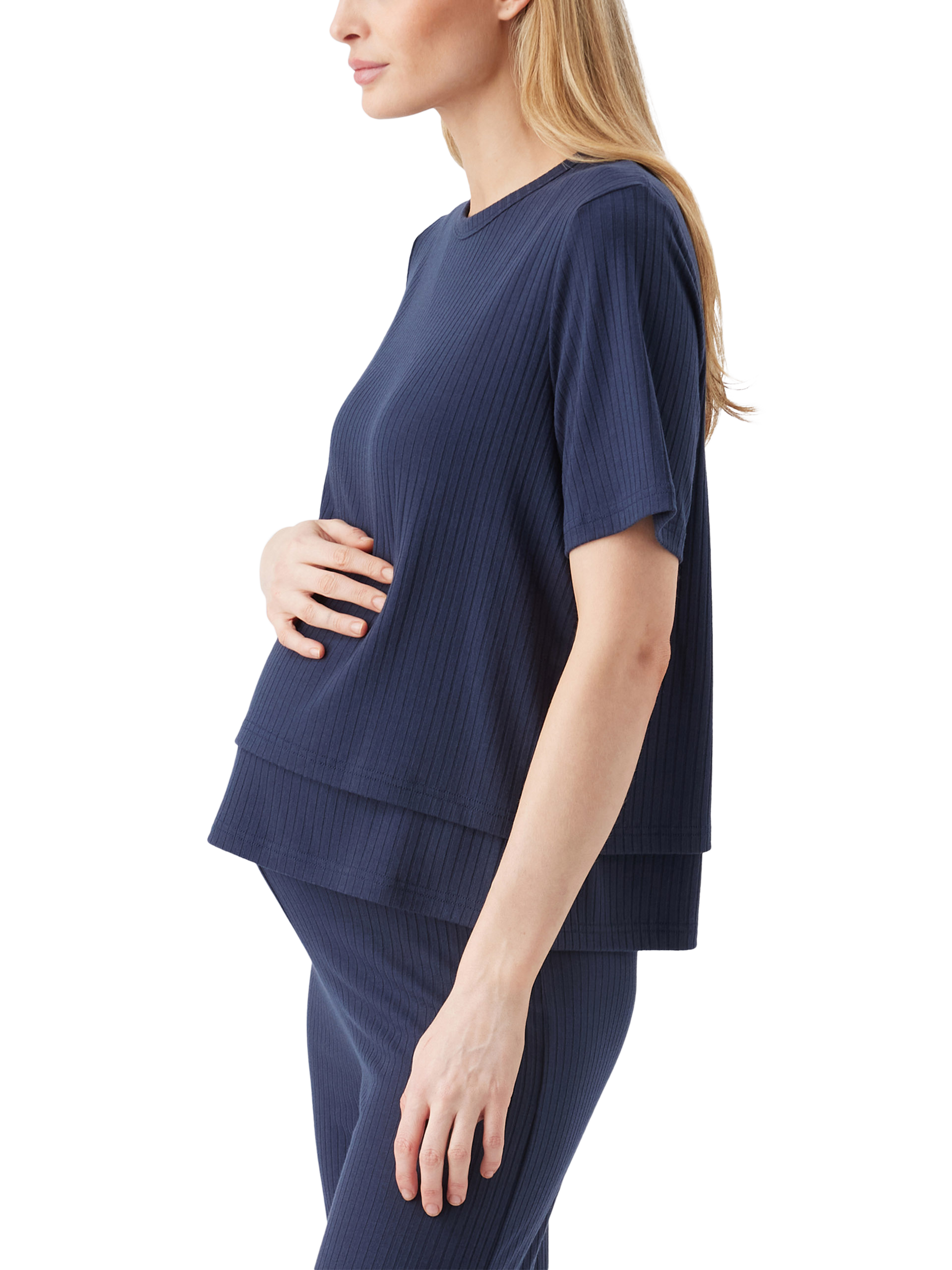 Product image 4 of 6, which shows Ripe Mike Ribbed Nursing Top, Navy, XS