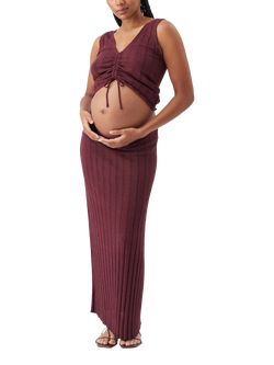 Ripe Misha Rib Knit Maternity Top, Maroon, Maroon