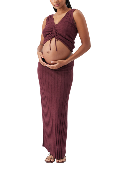 Ripe Misha Rib Knit Maternity Top, Maroon, Maroon