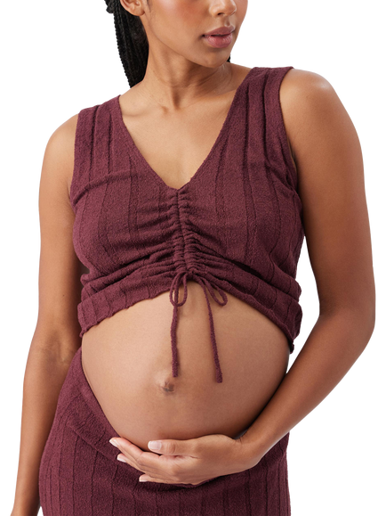 Ripe Misha Rib Knit Maternity Top, Maroon - view 2, Maroon