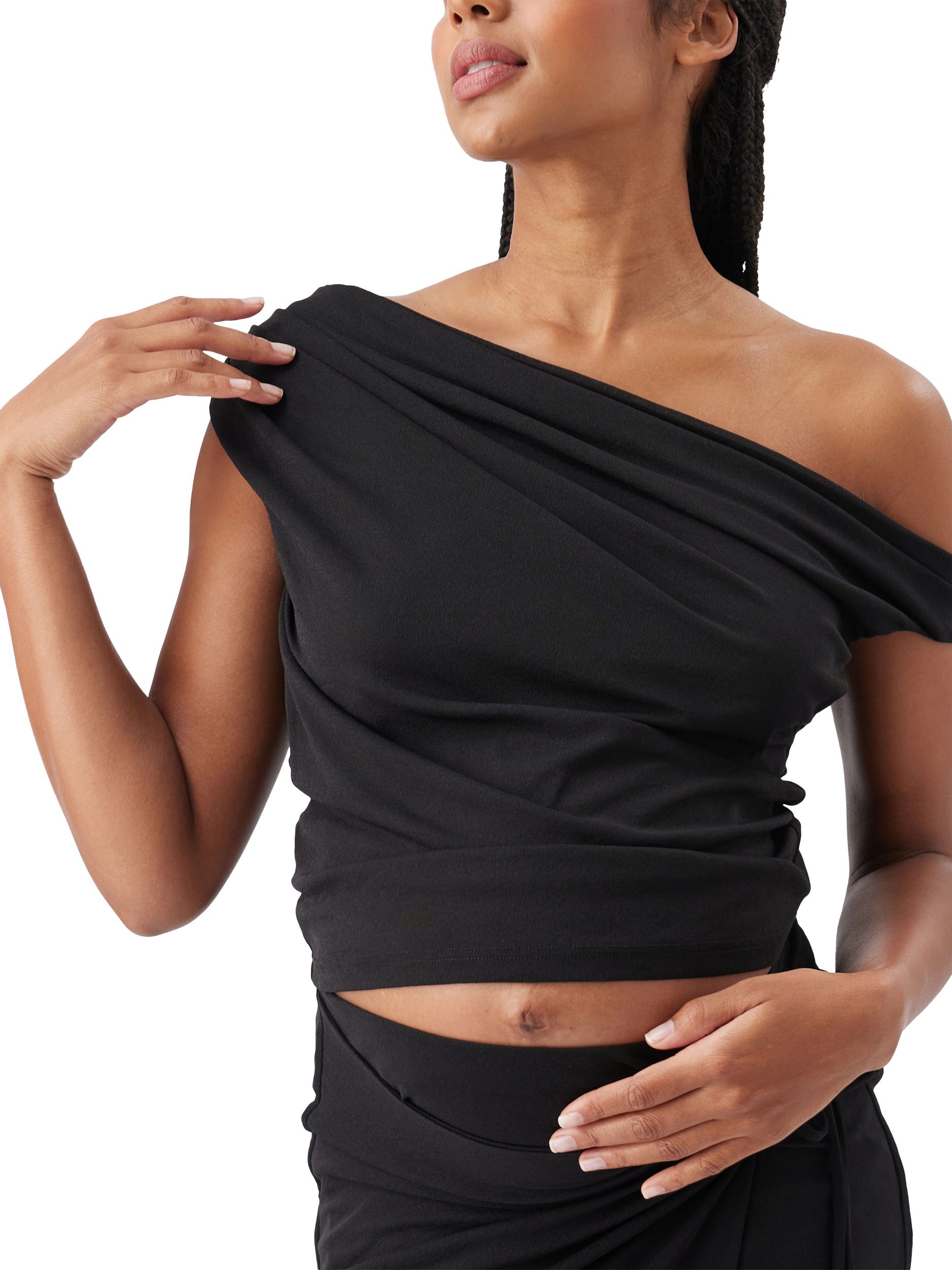 Product image 2 of 8, which shows Ripe Rhi Off Shoulder Maternity Top, Black, XS