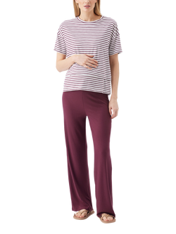 Ripe Cindy Ribbed Maternity Trousers, Black, Maroon