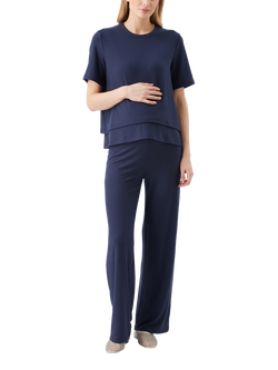 Ripe Cindy Ribbed Maternity Trousers, Black, Navy