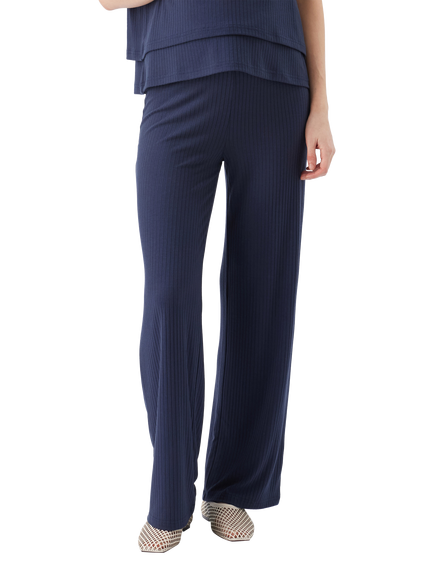 Ripe Cindy Ribbed Maternity Trousers, Black - view 2, Navy