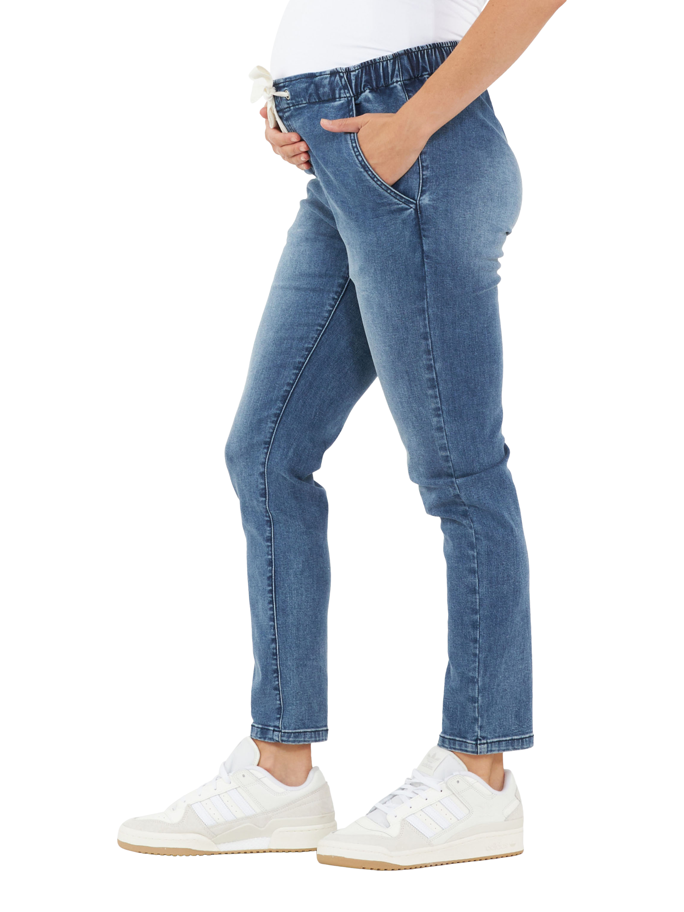 Product image 3 of 6, which shows Ripe Denim Maternity Joggers, Blue, XS