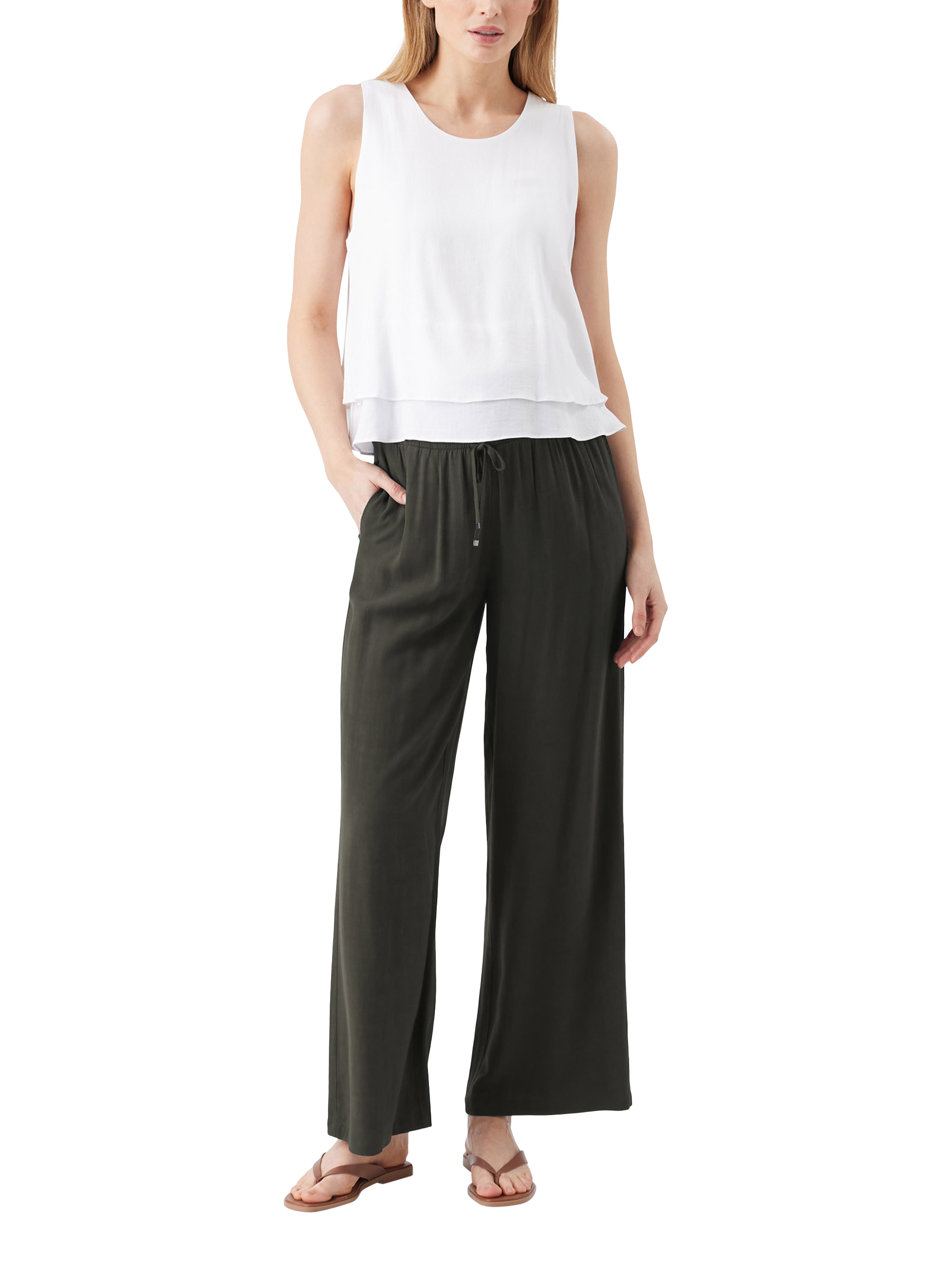 Product image 4 of 4, which shows Ripe Wide Leg Maternity Trousers, Olive, XS