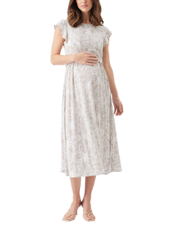 Ripe Alona Floral Nursing Dress, Sand/White, Sand/White