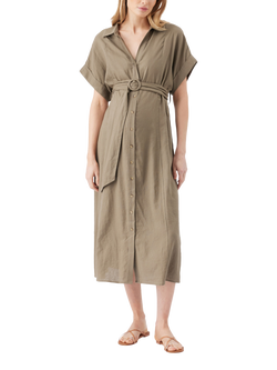 Ripe Amy Linen Rich Shirt Maternity Dress, Olive, Olive