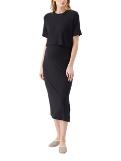 Ripe Ivy Ribbed Nursing Dress, Black, Black