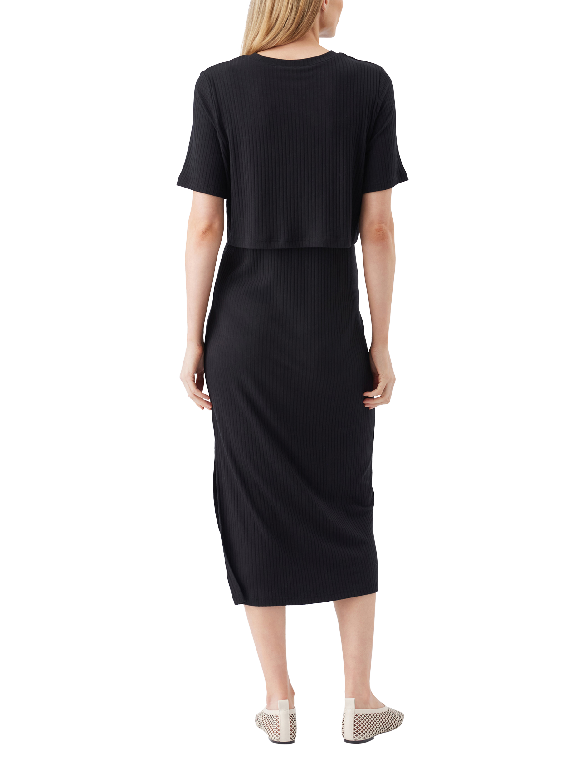 Product image 5 of 7, which shows Ripe Ivy Ribbed Nursing Dress, Black, XS