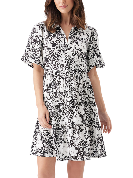 Ripe Nahla Floral Linen Rich Nursing Dress, Black/White - view 2, Black/White
