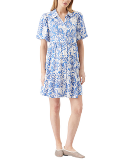 Ripe Nahla Linen Blend Maternity & Nursing Dress, Royal/White, Royal/White