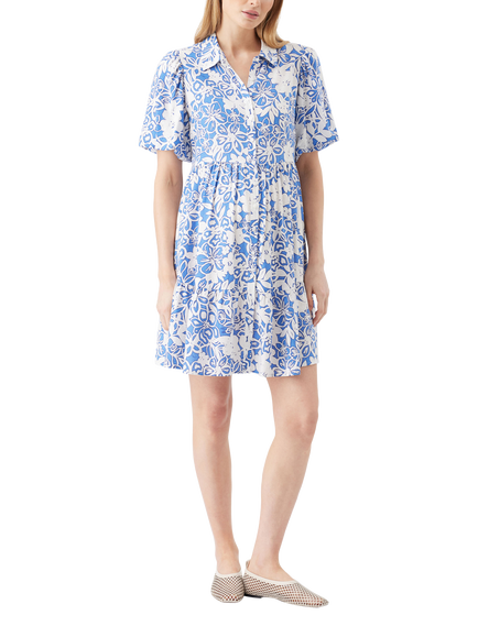 Ripe Nahla Linen Blend Maternity & Nursing Dress, Royal/White, Royal/White
