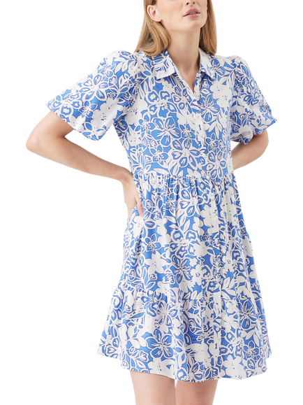 Ripe Nahla Linen Blend Maternity & Nursing Dress, Royal/White - view 2, Royal/White