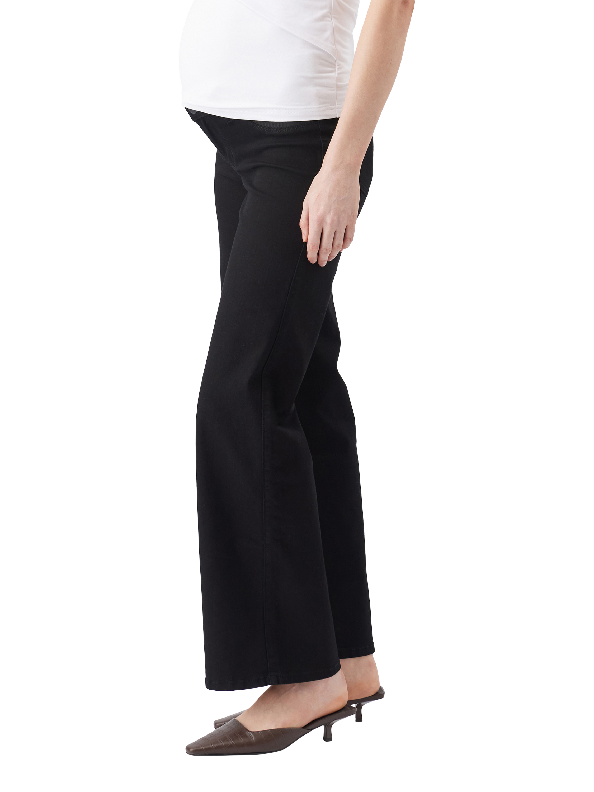 Product image 3 of 6, which shows Ripe Kyle Wide Leg Maternity Jeans, Black, XS