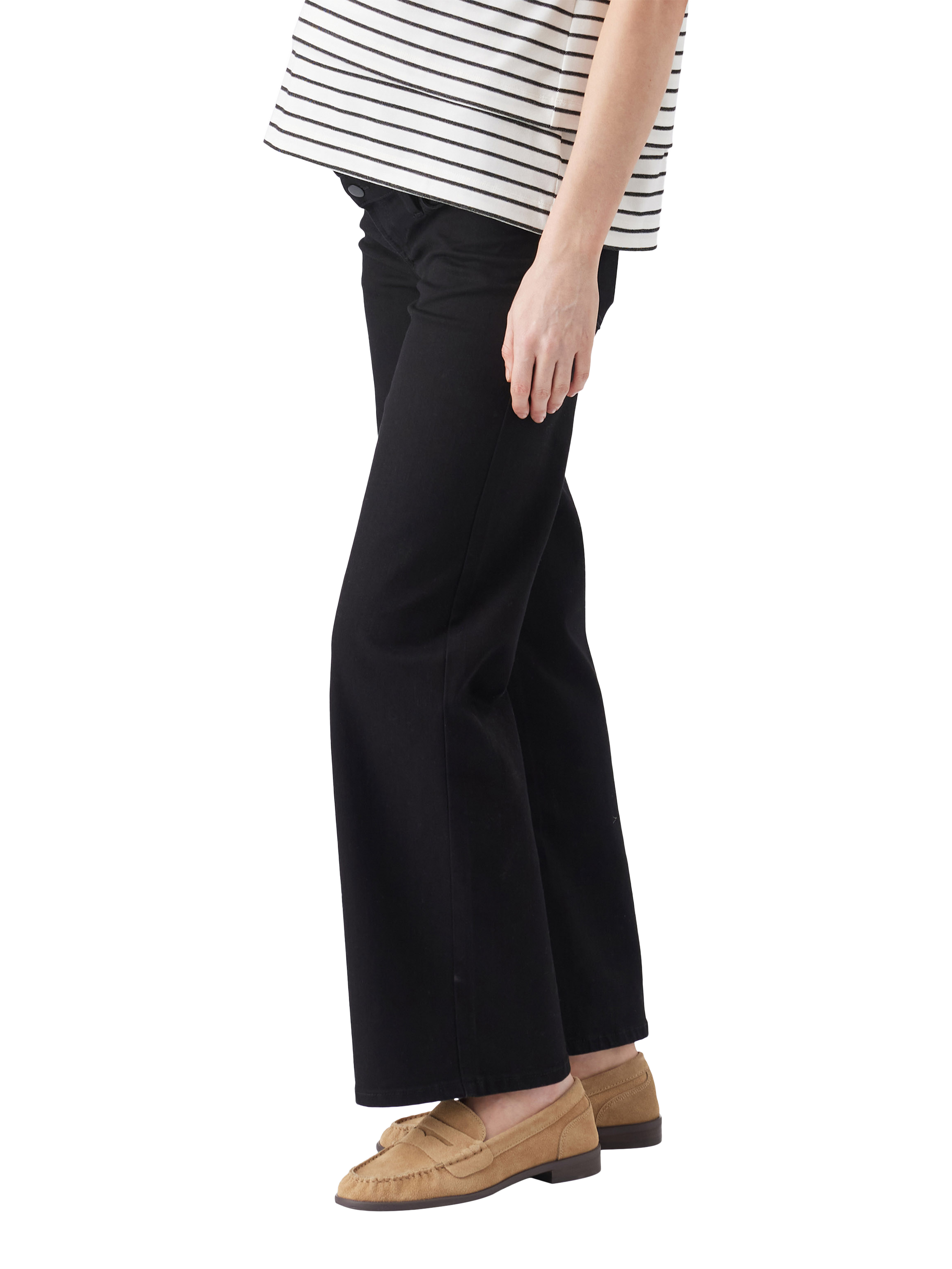 Product image 3 of 5, which shows Ripe Miller Wide Leg Maternity Jeans, Black, XS