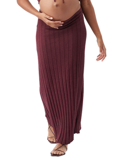 Ripe Charli Rib Knit Maternity Skirt, Maroon - view 2, Maroon