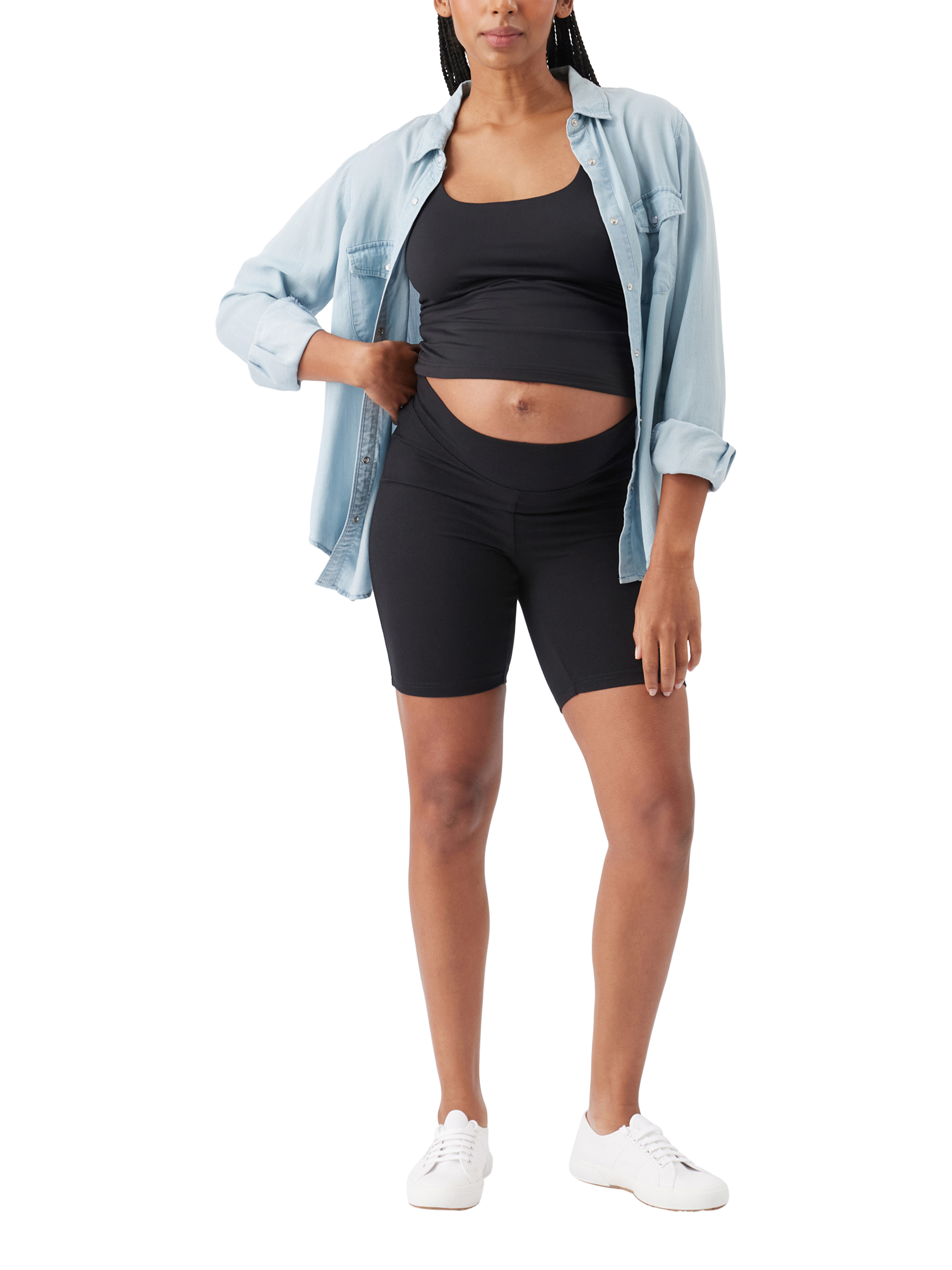 Product image 1 of 11, which shows Ripe Jersey Cycling Maternity Shorts, Black, XS