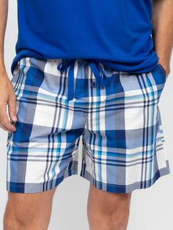 Cyberjammies Ashley Cotton Check Pyjama Shorts, Dark Blue, Dark Blue