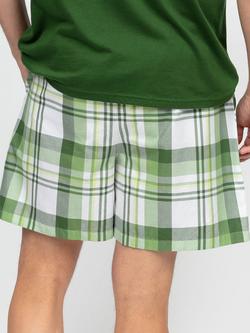 Cyberjammies Charlie Cotton Check Pyjama Shorts, Green - view 2, Green