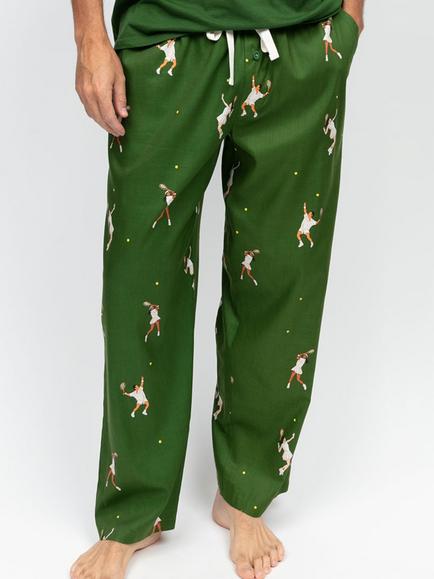 Cyberjammies Charlie Tennis Print Pyjama Bottoms, Green, Green
