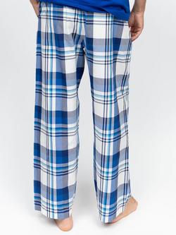 Cyberjammies Ashley Cotton Check Pyjama Bottoms, Dark Blue - view 2, Dark Blue