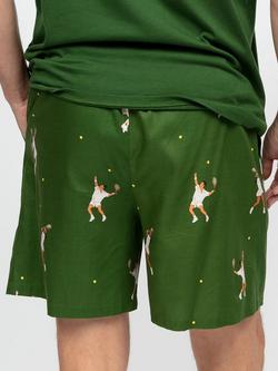 Cyberjammies Charlie Tennis Print Pyjama Shorts, Green - view 2, Green