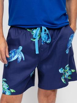 Cyberjammies Ashley Turtle Print Pyjama Shorts, Navy, Navy