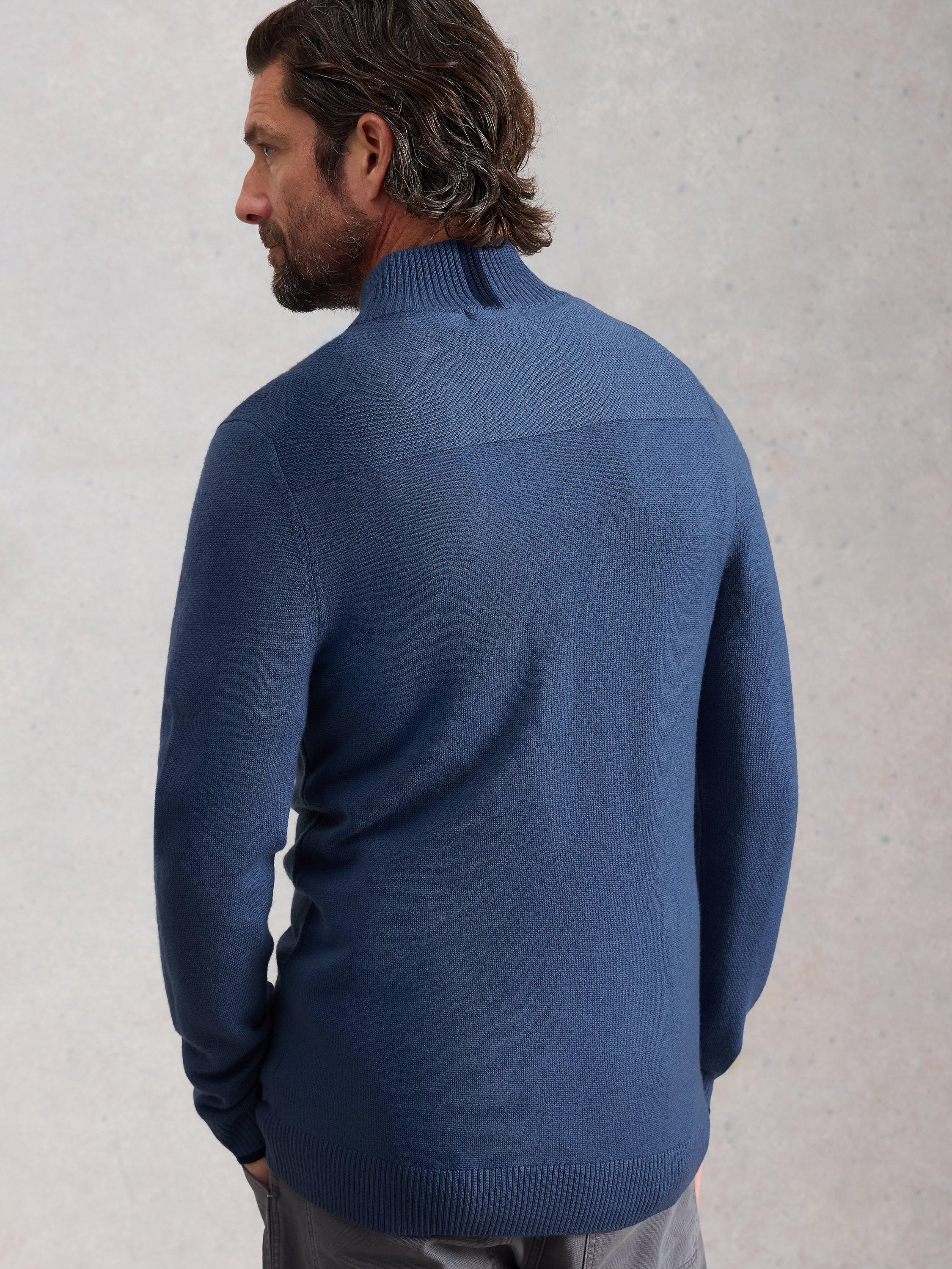 Product image 2 of 6, which shows White Stuff Newport Merino Wool Quarter-Zip Jumper, Blue, S Reg
