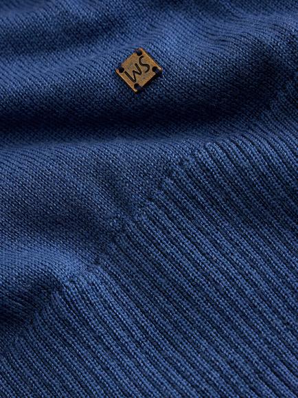 White Stuff Newport Merino Wool Quarter-Button Collared Jumper, Blue - view 2, Blue