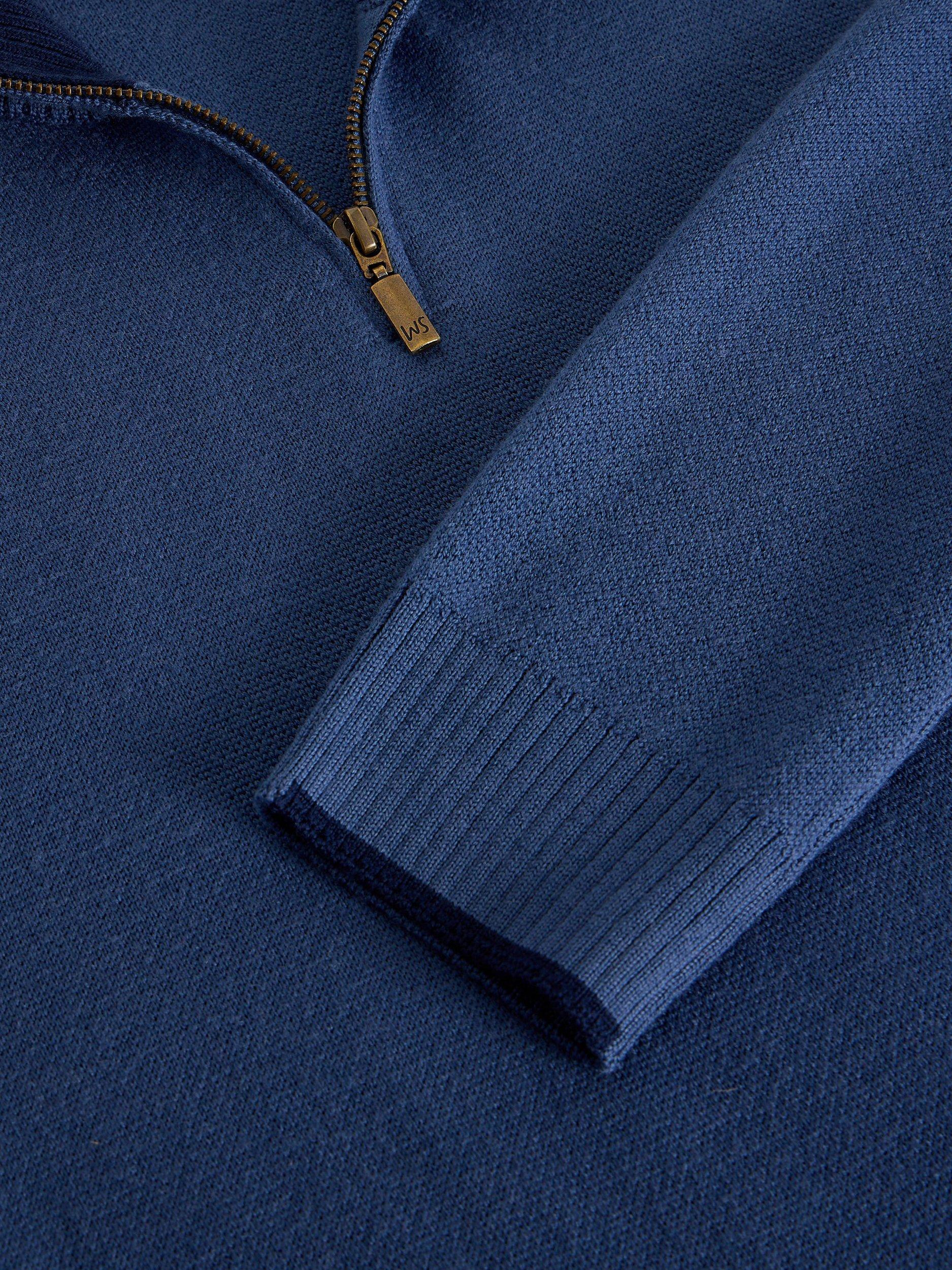 Product image 6 of 6, which shows White Stuff Newport Merino Wool Quarter-Zip Jumper, Blue, S Reg