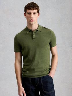 White Stuff Newport Merino Wool Short Sleeve Polo Top, Khaki, Khaki