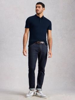 White Stuff Merino Wool Regular Fit Short Sleeve Polo Shirt, Midnight Blue, Midnight Blue