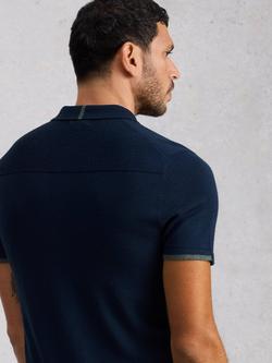 White Stuff Merino Wool Regular Fit Short Sleeve Polo Shirt, Midnight Blue - view 2, Midnight Blue