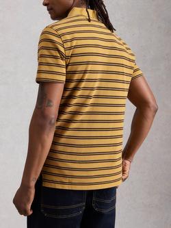 White Stuff Garment Dyed Cotton Regular Fit Stripe Polo Shirt - view 2, Yellow/Multi