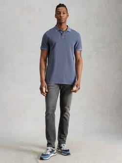 White Stuff Cotton Regular Fit Short Sleeve Utility Polo Shirt, Blue