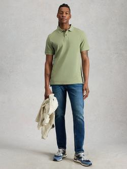 White Stuff Cotton Regular Fit Short Sleeve Utility Polo Shirt, Green