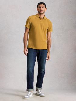 White Stuff Cotton Regular Fit Short Sleeve Utility Polo Shirt, Tan, Tan