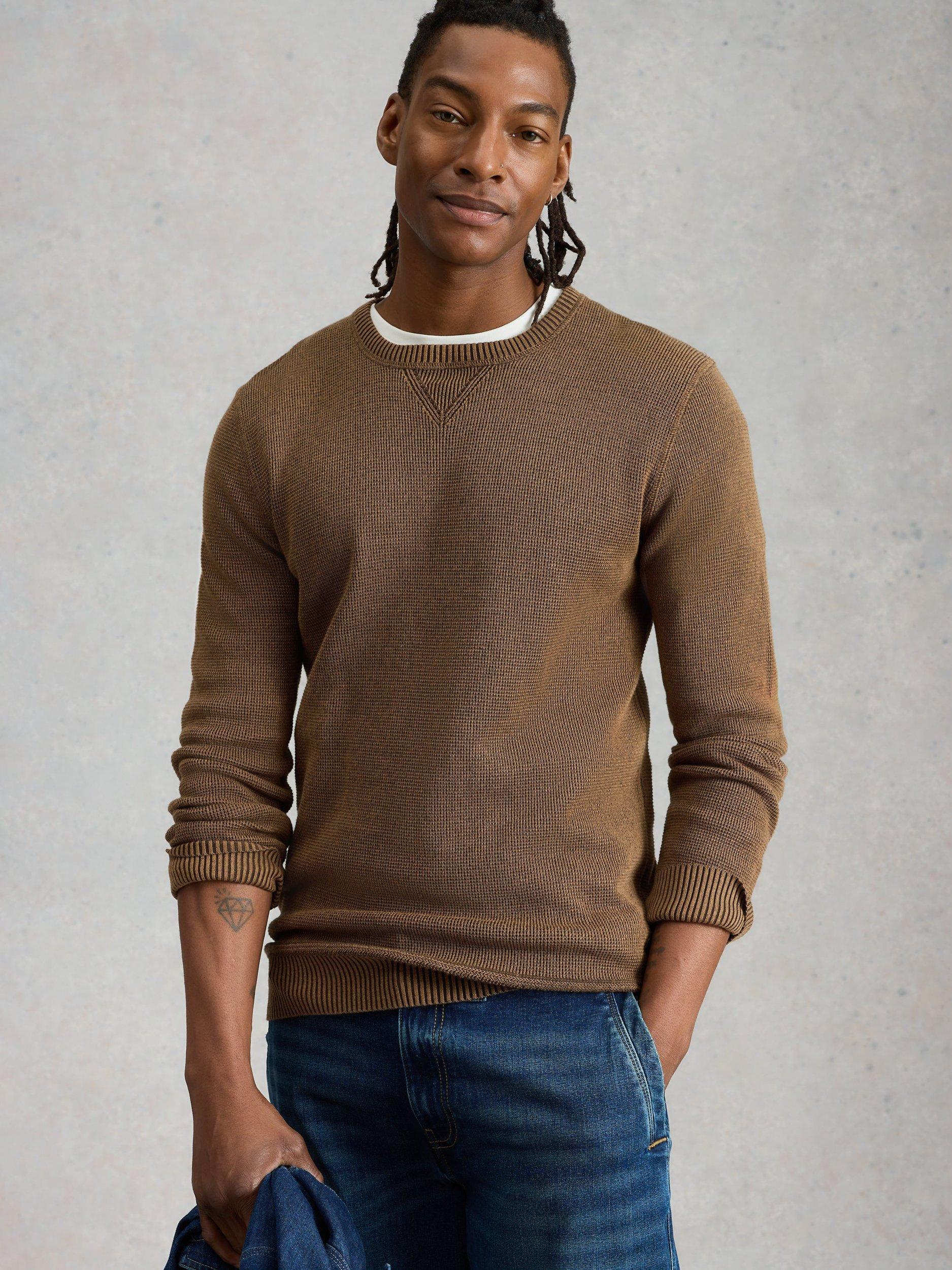 Product image 2 of 2, which shows White Stuff Attadale Cotton Crew Neck Jumper, Brown, S Reg