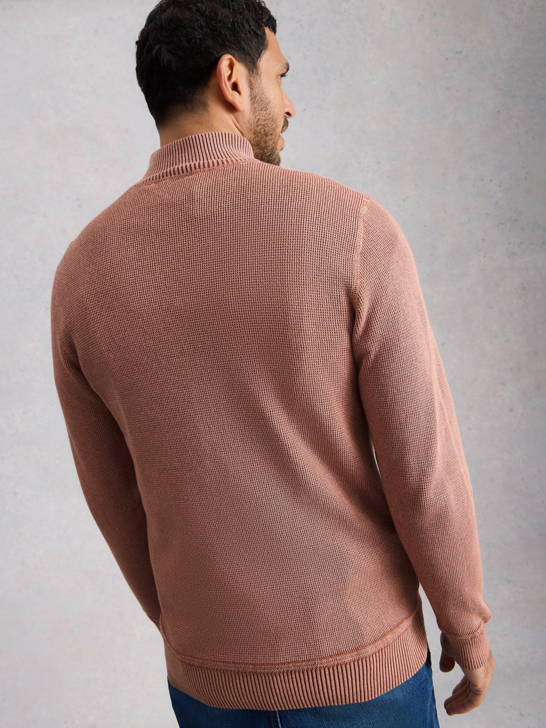 Product image 2 of 6, which shows White Stuff Attadale Cotton Quarter-Zip Jumper, Dark Pink, S Reg