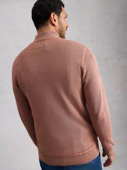White Stuff Attadale Cotton Quarter-Zip Jumper - view 2, Dark Pink