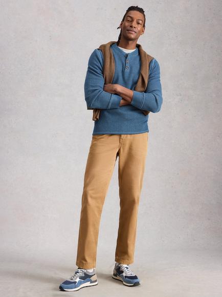 White Stuff Attadale Cotton Henley Jumper, Blue