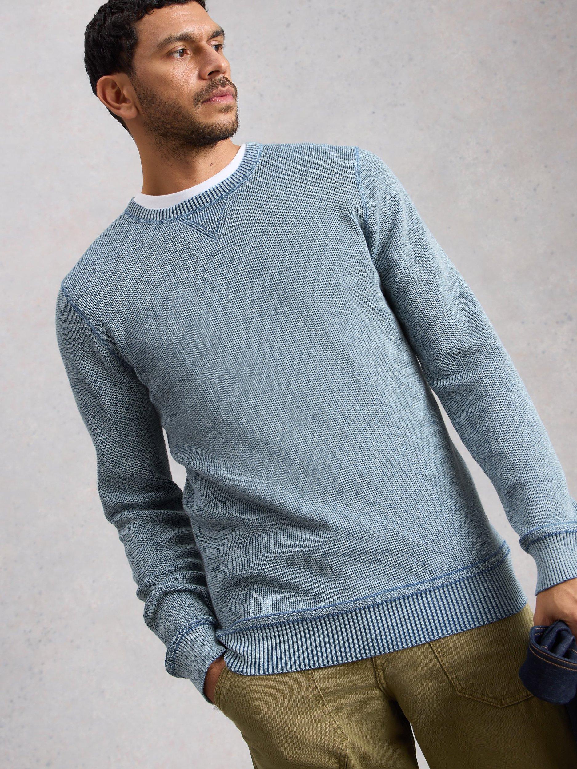 Product image 1 of 6, which shows White Stuff Attadale Cotton Crew Neck Jumper, Blue, S Reg