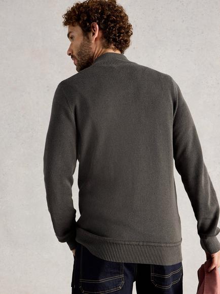 White Stuff Attadale Cotton Quarter-Zip Jumper, Nearly Black - view 2, Nearly Black