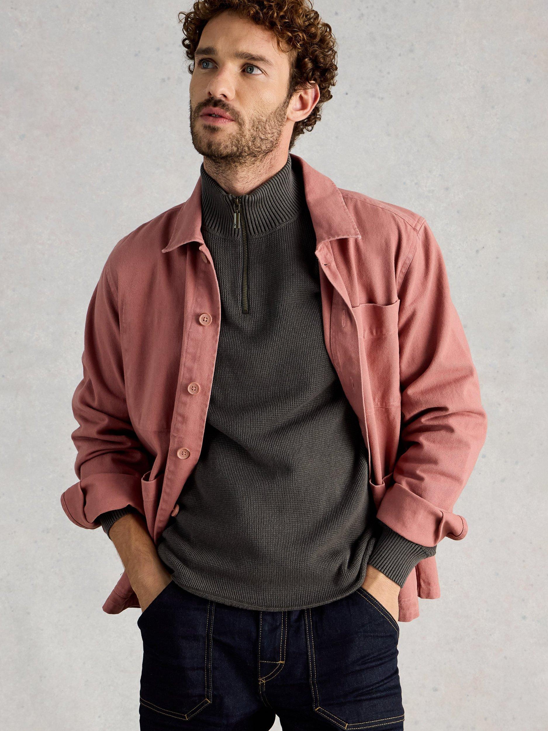 Product image 4 of 6, which shows White Stuff Attadale Cotton Quarter-Zip Jumper, Nearly Black, S Reg