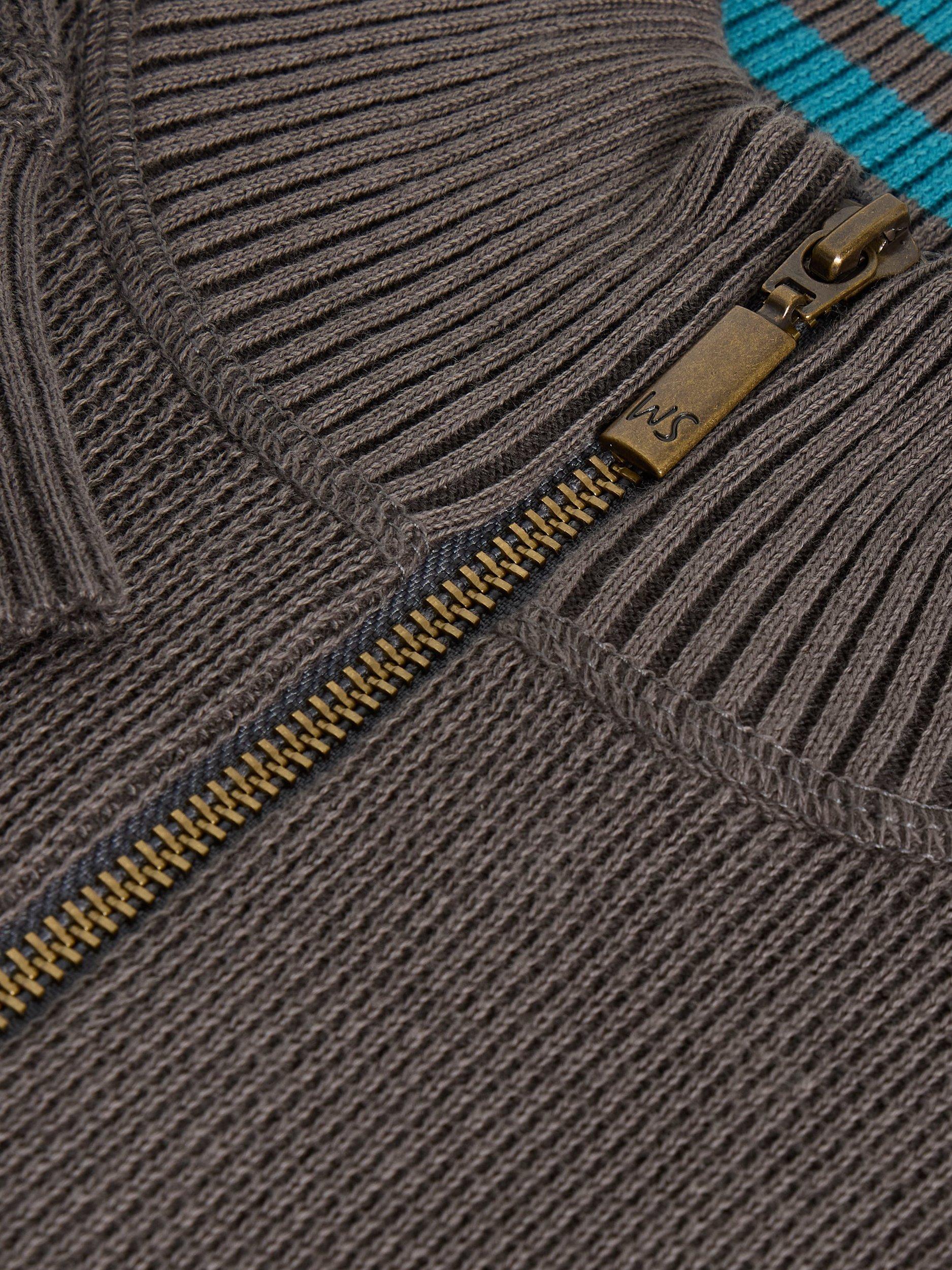 Product image 6 of 6, which shows White Stuff Attadale Cotton Quarter-Zip Jumper, Nearly Black, S Reg