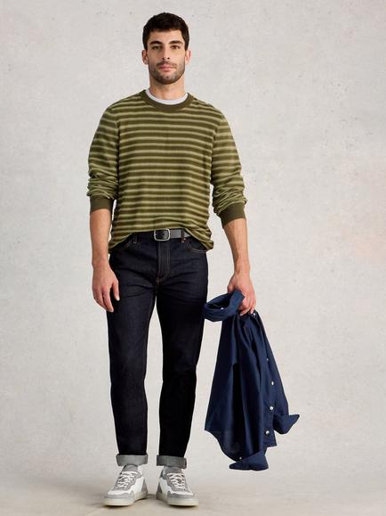 White Stuff Attadale Cotton Stripe Jumper, Green, Green