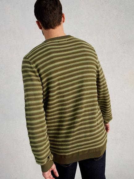White Stuff Attadale Cotton Stripe Jumper, Green - view 2, Green